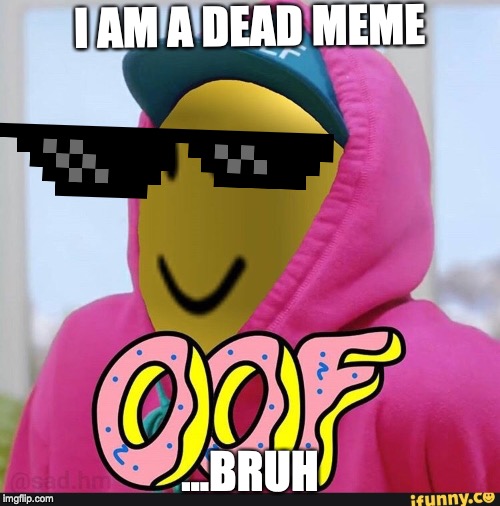 Roblox Oof | I AM A DEAD MEME; ...BRUH | image tagged in roblox oof | made w/ Imgflip meme maker