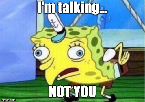 Mocking Spongebob Meme | I'm talking... NOT YOU | image tagged in memes,mocking spongebob | made w/ Imgflip meme maker