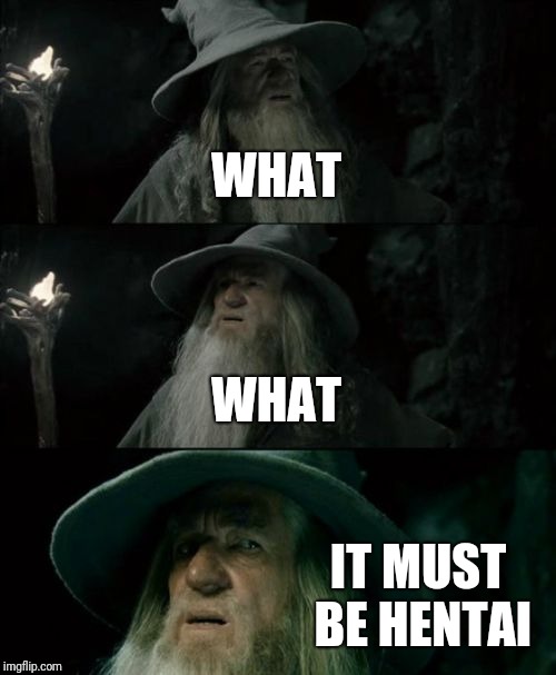 Confused Gandalf Meme | WHAT; WHAT; IT MUST BE HENTAI | image tagged in memes,confused gandalf | made w/ Imgflip meme maker