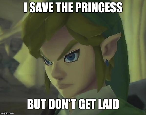 Angry Link | I SAVE THE PRINCESS; BUT DON'T GET LAID | image tagged in angry link | made w/ Imgflip meme maker