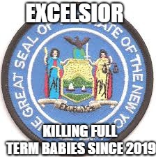 New York | EXCELSIOR; KILLING FULL TERM BABIES SINCE 2019 | image tagged in new york,abortions,murder,excelsior | made w/ Imgflip meme maker
