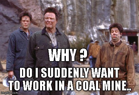 WHY ? DO I SUDDENLY WANT TO WORK IN A COAL MINE.. | made w/ Imgflip meme maker