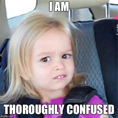 Confused Little Girl | I AM THOROUGHLY CONFUSED | image tagged in confused little girl | made w/ Imgflip meme maker