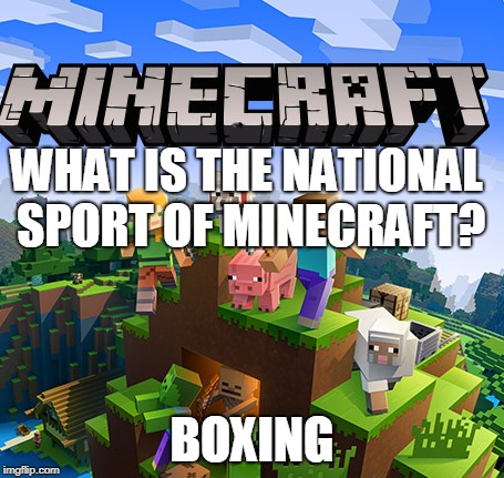 Minecraft | WHAT IS THE NATIONAL SPORT OF MINECRAFT? BOXING | image tagged in gaming | made w/ Imgflip meme maker