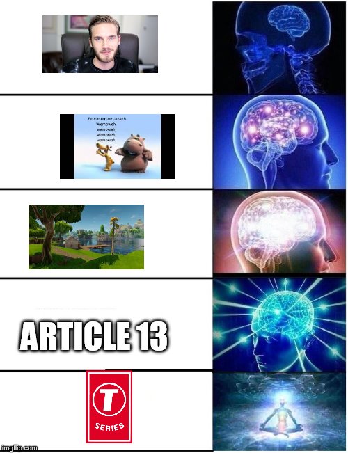 Expanding Brain 5 Panel | ARTICLE 13 | image tagged in expanding brain 5 panel | made w/ Imgflip meme maker