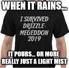 Believe the hype because the news  tells you to! | WHEN IT RAINS... IT POURS... OR MORE REALLY JUST A LIGHT MIST | image tagged in winter,weather | made w/ Imgflip meme maker
