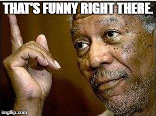 morgan freeman | THAT'S FUNNY RIGHT THERE. | image tagged in morgan freeman | made w/ Imgflip meme maker