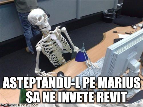 Waiting skeleton | ASTEPTANDU-L PE MARIUS    SA NE INVETE REVIT | image tagged in waiting skeleton | made w/ Imgflip meme maker