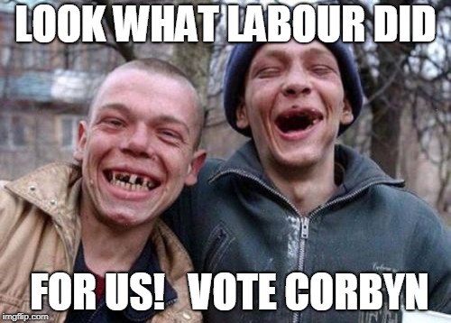 Ugly Twins | LOOK WHAT LABOUR DID; FOR US!   VOTE CORBYN | image tagged in memes,ugly twins | made w/ Imgflip meme maker