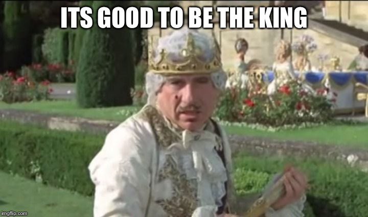 Mel Brooks good to be the king | ITS GOOD TO BE THE KING | image tagged in mel brooks good to be the king | made w/ Imgflip meme maker