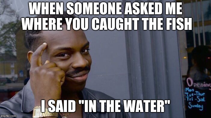 Roll Safe Think About It Meme | WHEN SOMEONE ASKED ME WHERE YOU CAUGHT THE FISH; I SAID "IN THE WATER" | image tagged in memes,roll safe think about it | made w/ Imgflip meme maker