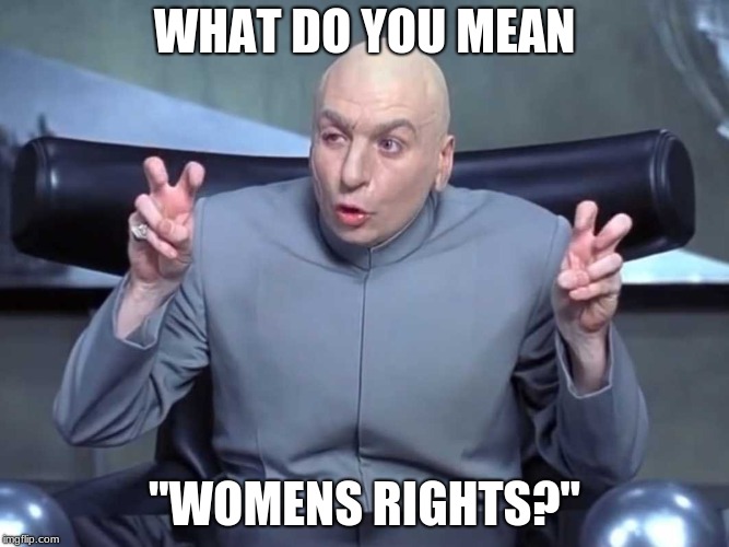 Dr Evil air quotes | WHAT DO YOU MEAN; "WOMENS RIGHTS?" | image tagged in dr evil air quotes | made w/ Imgflip meme maker