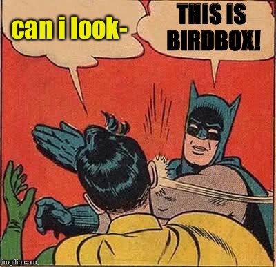 Batman Slapping Robin | can i look-; THIS IS BIRDBOX! | image tagged in memes,batman slapping robin | made w/ Imgflip meme maker