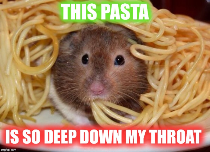 pasta | THIS PASTA IS SO DEEP DOWN MY THROAT | image tagged in pasta | made w/ Imgflip meme maker