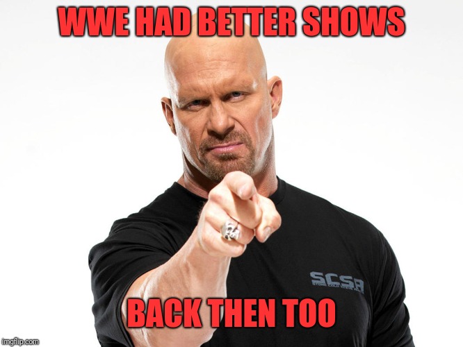 Steve Austin | WWE HAD BETTER SHOWS BACK THEN TOO | image tagged in steve austin | made w/ Imgflip meme maker