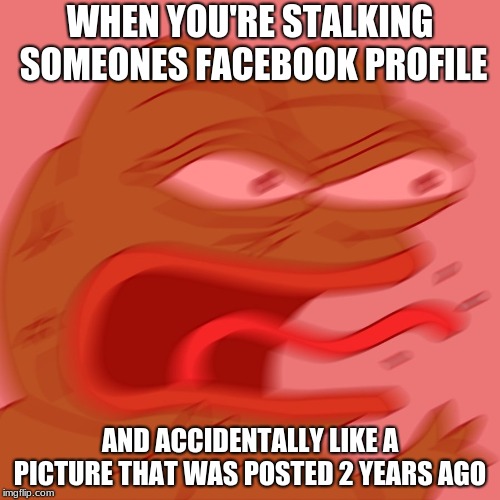 REEEEEEEEEEEEEEEEEEEEEE | WHEN YOU'RE STALKING SOMEONES FACEBOOK PROFILE; AND ACCIDENTALLY LIKE A PICTURE THAT WAS POSTED 2 YEARS AGO | image tagged in reeeeeeeeeeeeeeeeeeeeee | made w/ Imgflip meme maker