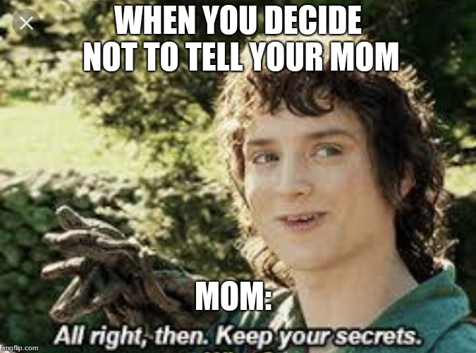 All Right Then, Keep Your Secrets | WHEN YOU DECIDE NOT TO TELL YOUR MOM MOM: | image tagged in all right then keep your secrets | made w/ Imgflip meme maker