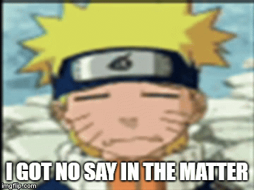 Naruto got no say in the matter | I GOT NO SAY IN THE MATTER | image tagged in gifs,naruto's chicken,anime | made w/ Imgflip video-to-gif maker