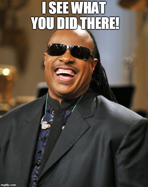 Stevie Wonder | I SEE WHAT YOU DID THERE! | image tagged in stevie wonder | made w/ Imgflip meme maker