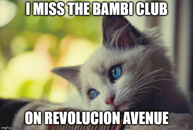 i miss you | I MISS THE BAMBI CLUB ON REVOLUCION AVENUE | image tagged in i miss you | made w/ Imgflip meme maker