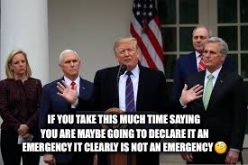 Trump’s National Emergency Wall | IF YOU TAKE THIS MUCH TIME SAYING YOU ARE MAYBE GOING TO DECLARE IT AN EMERGENCY IT CLEARLY IS NOT AN EMERGENCY🧐 | image tagged in the wall,donald trump,don the con,border wall,politics lol,republicans | made w/ Imgflip meme maker