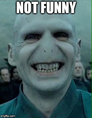 NOT FUNNY | image tagged in voldemort knows no nose | made w/ Imgflip meme maker