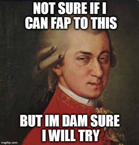 Mozart Not Sure Meme | NOT SURE IF I CAN FAP TO THIS BUT IM DAM SURE I WILL TRY | image tagged in memes,mozart not sure | made w/ Imgflip meme maker