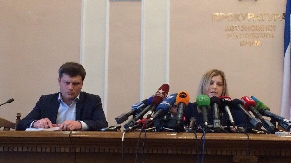 High Quality Natalia Poklonskaya Behind Microphones Blank Meme Template