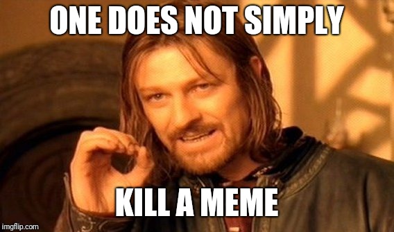 One Does Not Simply | ONE DOES NOT SIMPLY; KILL A MEME | image tagged in memes,one does not simply | made w/ Imgflip meme maker