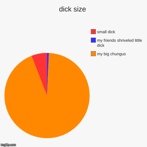 dick size | my big chungus, my friends shriveled little dick, small dick | image tagged in funny,pie charts | made w/ Imgflip chart maker
