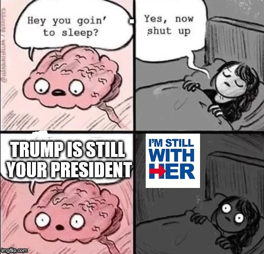 Can you sleep SJW? | . | image tagged in trump derangement syndrome | made w/ Imgflip meme maker