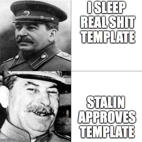 Stalin Approves | I SLEEP REAL SHIT TEMPLATE STALIN APPROVES TEMPLATE | image tagged in stalin approves | made w/ Imgflip meme maker