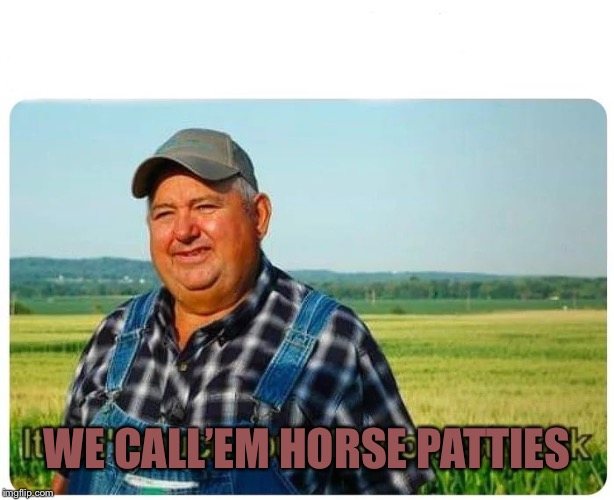 Honest work | WE CALL’EM HORSE PATTIES | image tagged in honest work | made w/ Imgflip meme maker