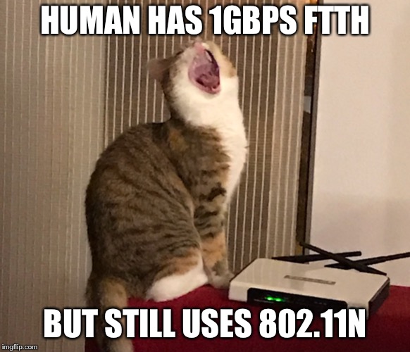 HUMAN HAS 1GBPS FTTH; BUT STILL USES 802.11N | made w/ Imgflip meme maker