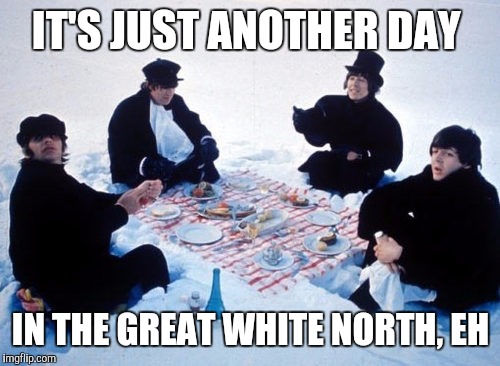 Canadian picnic | IT'S JUST ANOTHER DAY IN THE GREAT WHITE NORTH, EH | image tagged in canadian picnic | made w/ Imgflip meme maker