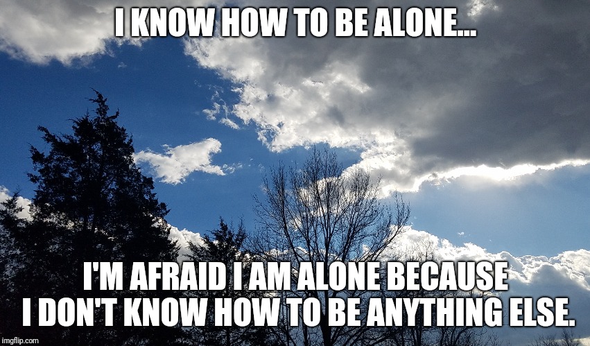 I KNOW HOW TO BE ALONE... I'M AFRAID I AM ALONE BECAUSE I DON'T KNOW HOW TO BE ANYTHING ELSE. | made w/ Imgflip meme maker