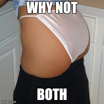 Satin Panties 1 | WHY NOT BOTH | image tagged in satin panties 1 | made w/ Imgflip meme maker