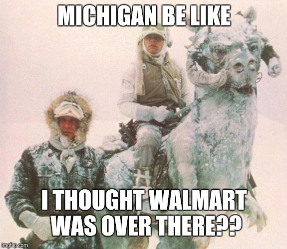 TaunTaun | MICHIGAN BE LIKE; I THOUGHT WALMART WAS OVER THERE?? | image tagged in tauntaun | made w/ Imgflip meme maker