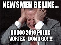 NEWSMEN BE LIKE... NOOOO 2019 POLAR VORTEX - DON'T GO!!!! | image tagged in 2019 polar vortex | made w/ Imgflip meme maker
