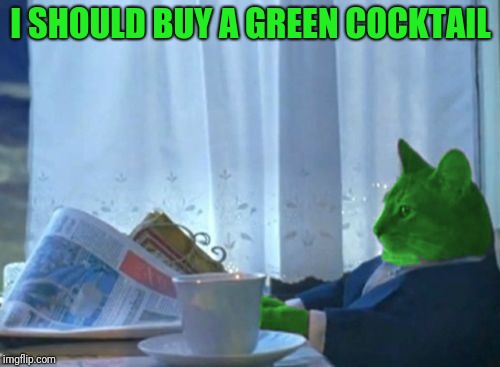 I Should Buy a Boat RayCat | I SHOULD BUY A GREEN COCKTAIL | image tagged in i should buy a boat raycat | made w/ Imgflip meme maker