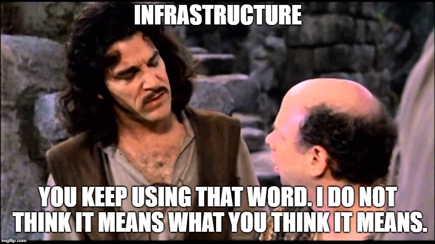 Princess Bride  | INFRASTRUCTURE; YOU KEEP USING THAT WORD. I DO NOT THINK IT MEANS WHAT YOU THINK IT MEANS. | image tagged in princess bride | made w/ Imgflip meme maker