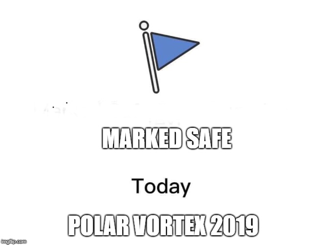 Marked safe from | MARKED SAFE; POLAR VORTEX 2019 | image tagged in marked safe from | made w/ Imgflip meme maker