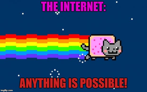 Nyan Cat | THE INTERNET:; ANYTHING IS POSSIBLE! | image tagged in nyan cat | made w/ Imgflip meme maker