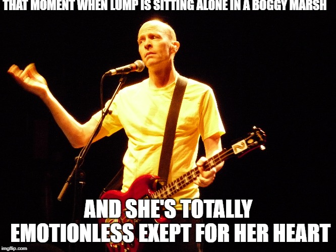 THAT MOMENT WHEN LUMP IS SITTING ALONE IN A BOGGY MARSH; AND SHE'S TOTALLY EMOTIONLESS EXEPT FOR HER HEART | image tagged in president,chris ballew | made w/ Imgflip meme maker