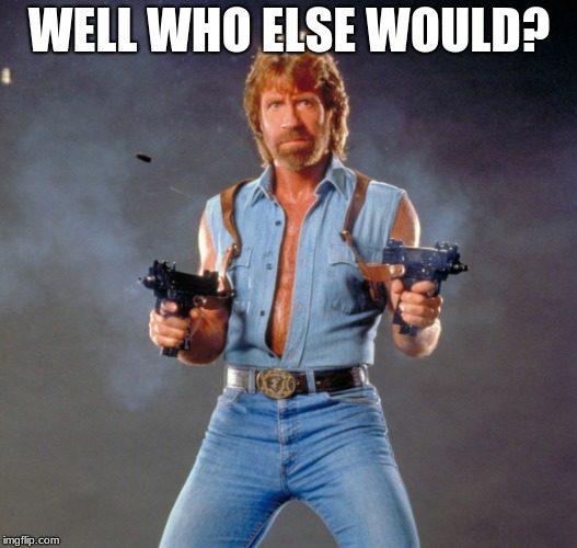Chuck Norris Guns Meme | WELL WHO ELSE WOULD? | image tagged in memes,chuck norris guns,chuck norris | made w/ Imgflip meme maker