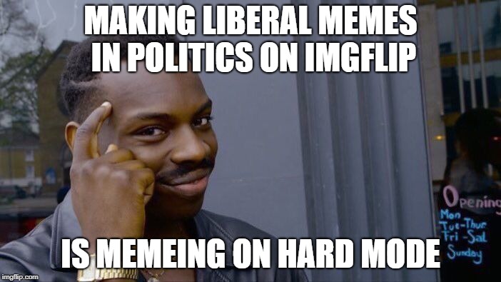 Pro-Trump/ Conservative Memes are too Easy | MAKING LIBERAL MEMES IN POLITICS ON IMGFLIP; IS MEMEING ON HARD MODE | image tagged in all good fun,liberals vs conservatives,memes,hard mode | made w/ Imgflip meme maker