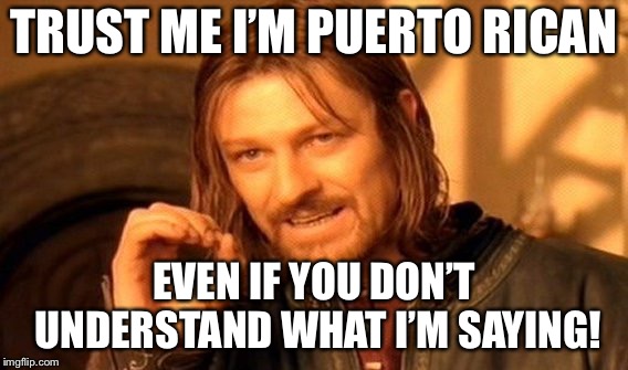 One Does Not Simply Meme | TRUST ME I’M PUERTO RICAN; EVEN IF YOU DON’T UNDERSTAND WHAT
I’M SAYING! | image tagged in memes,one does not simply | made w/ Imgflip meme maker