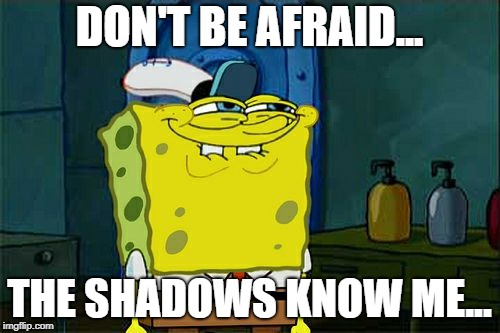 Don't You Squidward |  DON'T BE AFRAID... THE SHADOWS KNOW ME... | image tagged in memes,dont you squidward | made w/ Imgflip meme maker
