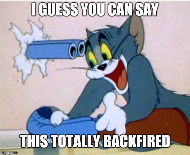 This is prob repost but if it isn't, someone had to | I GUESS YOU CAN SAY; THIS TOTALLY BACKFIRED | image tagged in tom and jerry | made w/ Imgflip meme maker