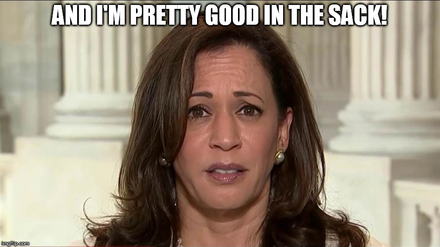 kamala harris | AND I'M PRETTY GOOD IN THE SACK! | image tagged in kamala harris | made w/ Imgflip meme maker